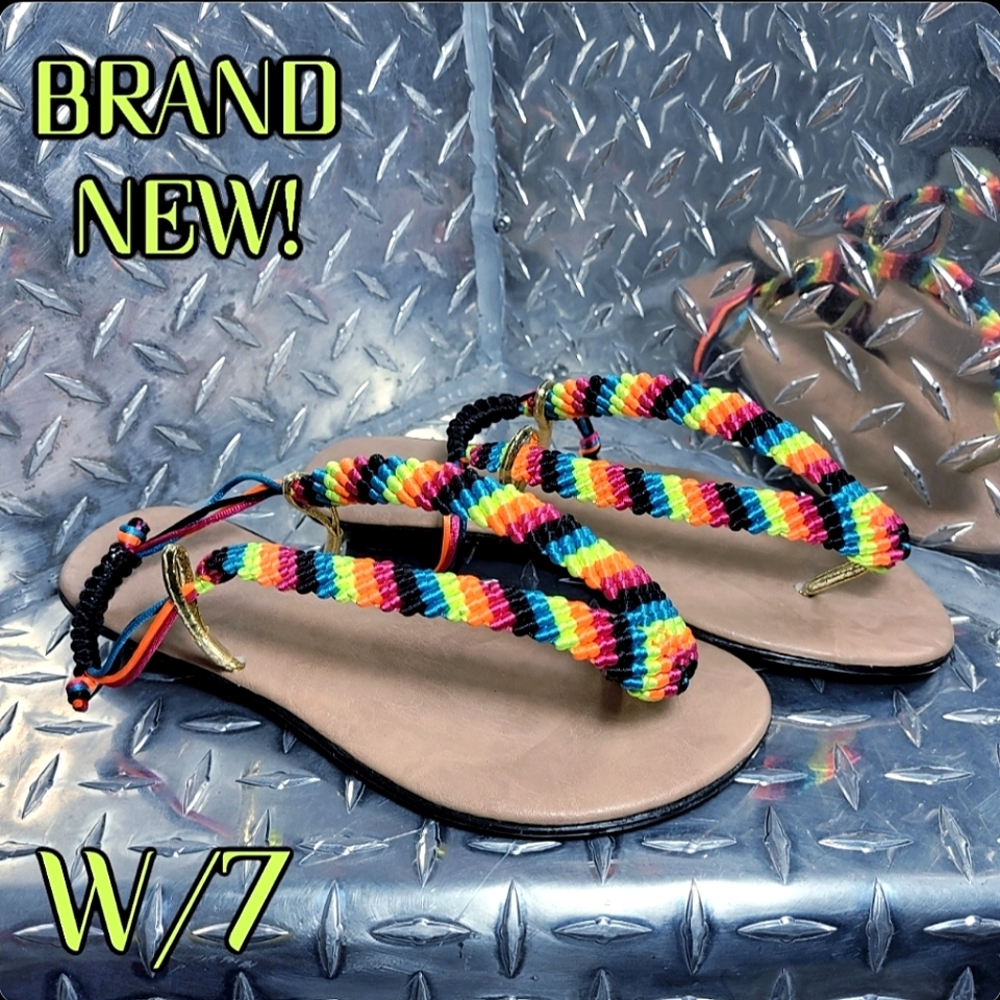 2FOR$30 Bad girl rainbow flip flops